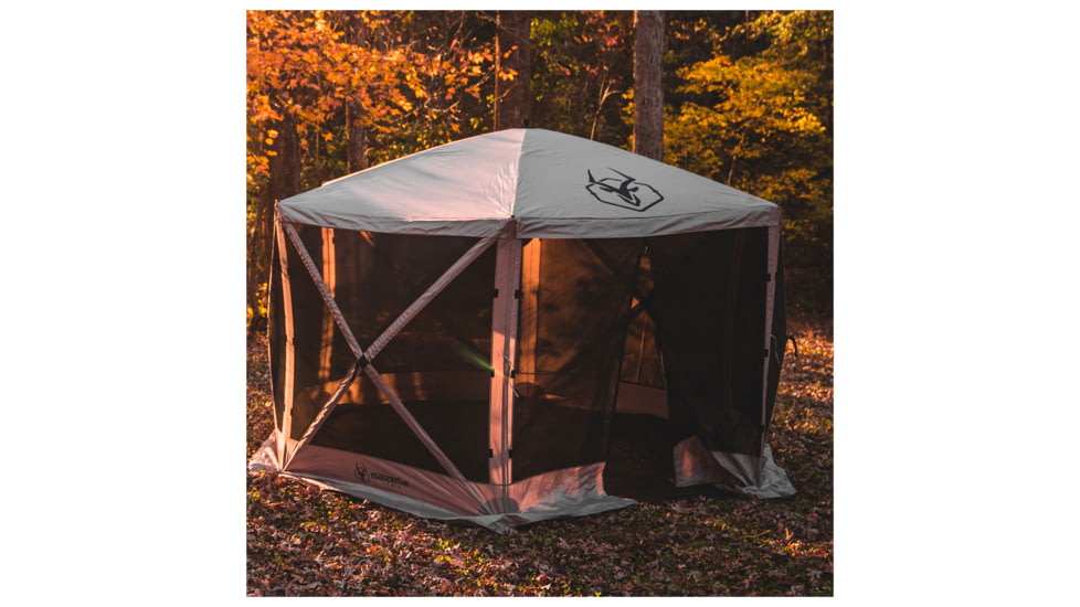 Gazelle G6 6-Sided Portable Gazebo Pop-Up Hub Screen Tent, 3 Pack of Wind Panels, Desert Sand, 8-Person, GK908