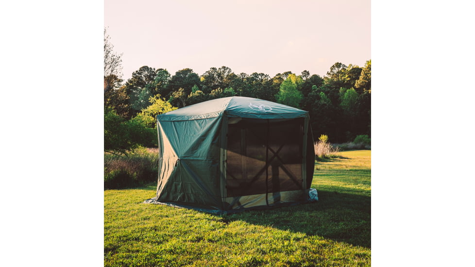 Gazelle G6 6-Sided Portable Gazebo Pop-Up Hub Screen Tent With 3 Pak of Wind Panels, Alpine Green, 8-Person, GK910