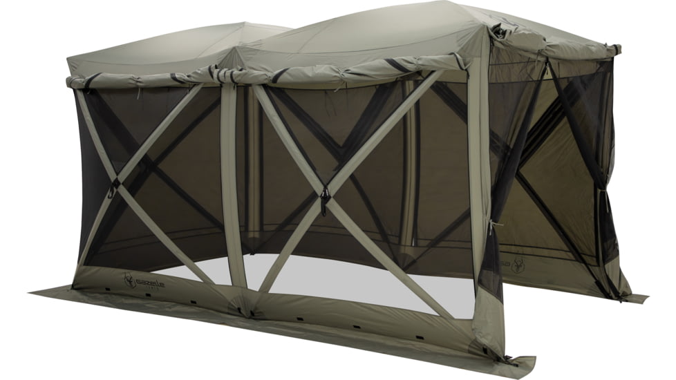 Gazelle Tandem Gazebo Tent, Easy Pop-Up Hub Screen Tent, Durable, TriTech Mesh, Waterproof, UV Resistant, 10-Person, Agave Green, 10-Person, GG800AG