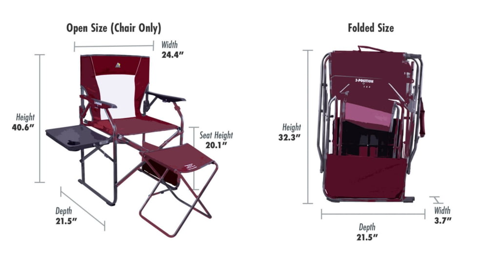GCI Outdoor 3-Position Directors Chair with Ottoman, Cinnamon, 3positdirectorschairottoman