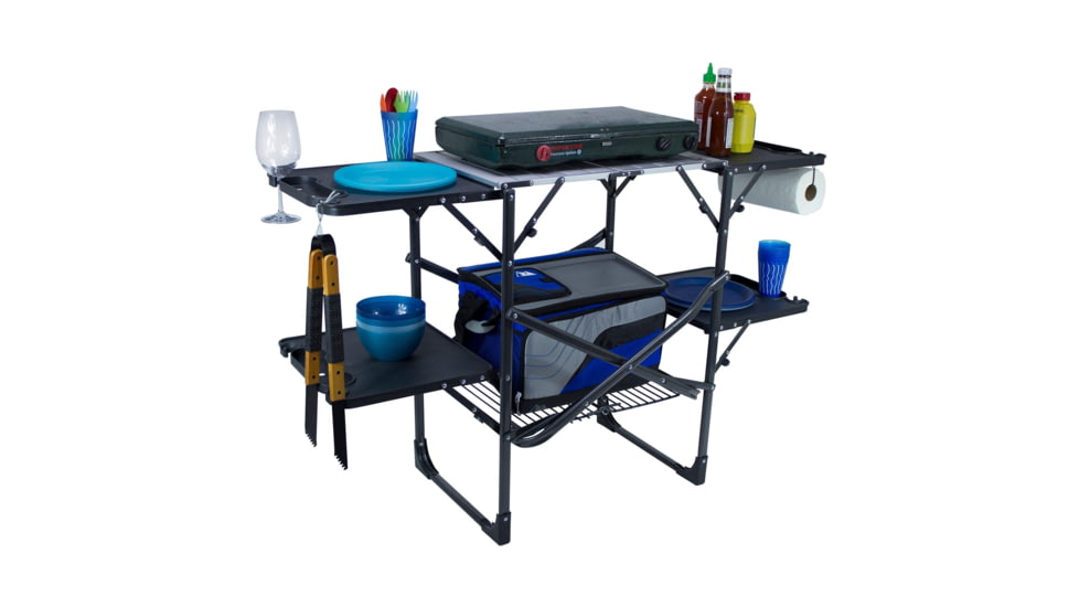 GCI Outdoor Slim-Fold Cook Station, Black Chrome, slim-fold-cook-station