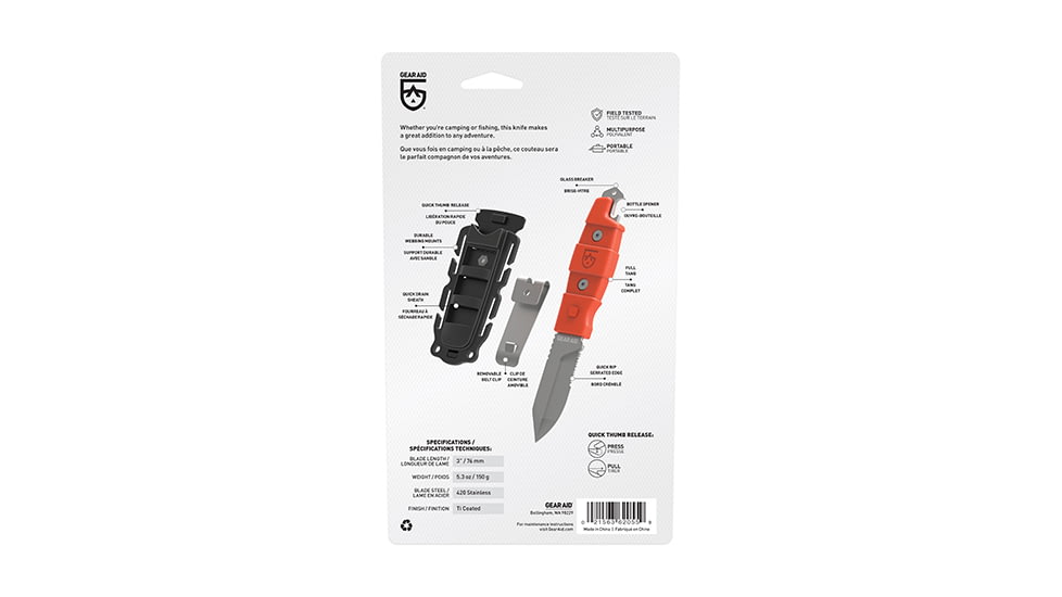 Gear Aid Buri Utility Knife Orange 62055