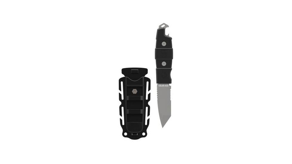 Gear Aid Kotu Tanto Survival Knife w/ Quick Release Sheath and Removable Belt Clip, Titanium-coated 3in Blade, Acetal Handle, Black MCN 62040