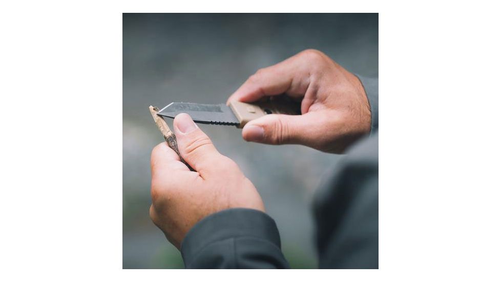 Gear Aid Kotu Tanto Survival Knife w/ Quick Release Sheath and Removable Belt Clip, Titanium-coated 3in Blade, Acetal Handle, Coyote MCN 62045