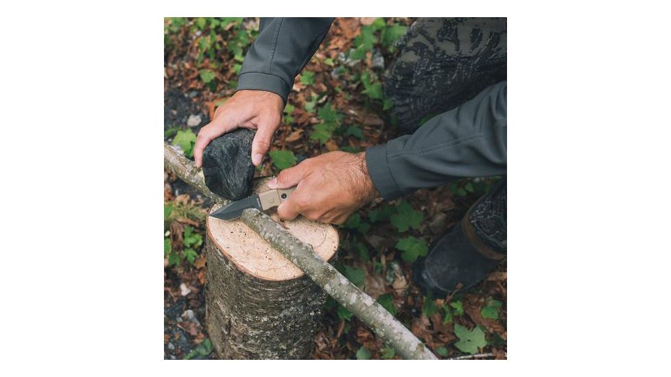 Gear Aid Kotu Tanto Survival Knife w/ Quick Release Sheath and Removable Belt Clip, Titanium-coated 3in Blade, Acetal Handle, Coyote MCN 62045