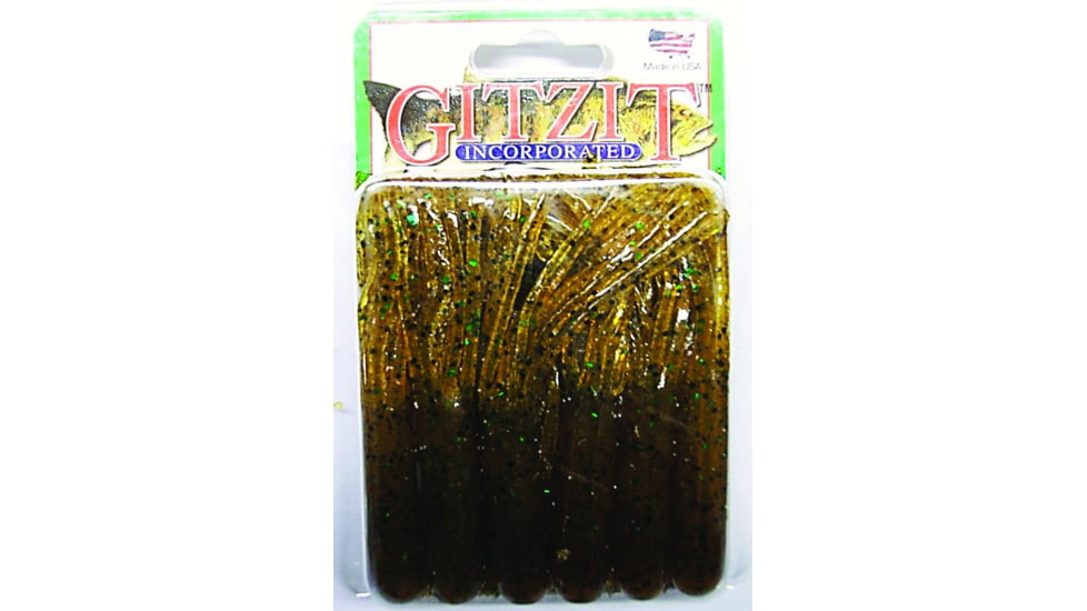 Gitzit The Original Fat Tube, 10, 3.5in, Brown Craw/Green Sparkle, 91300