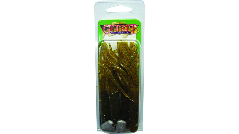 Gitzit The Original Fat Tube, 4, 3.5in, Brown Craw/Green Sparkle, 94300