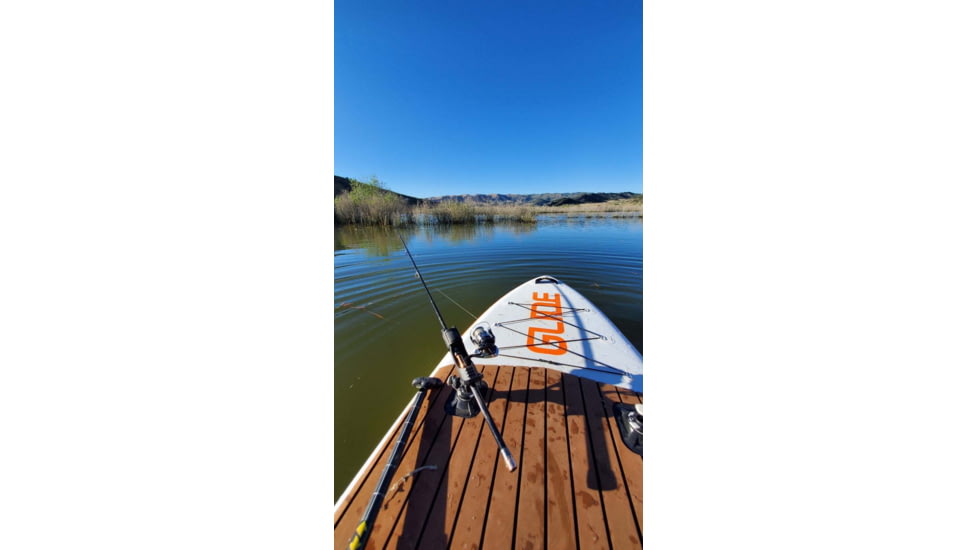 Glide Angler Inflatable Paddle Board, White/Brown/Red, 11ft X 36in X 6in, o2-ANGL