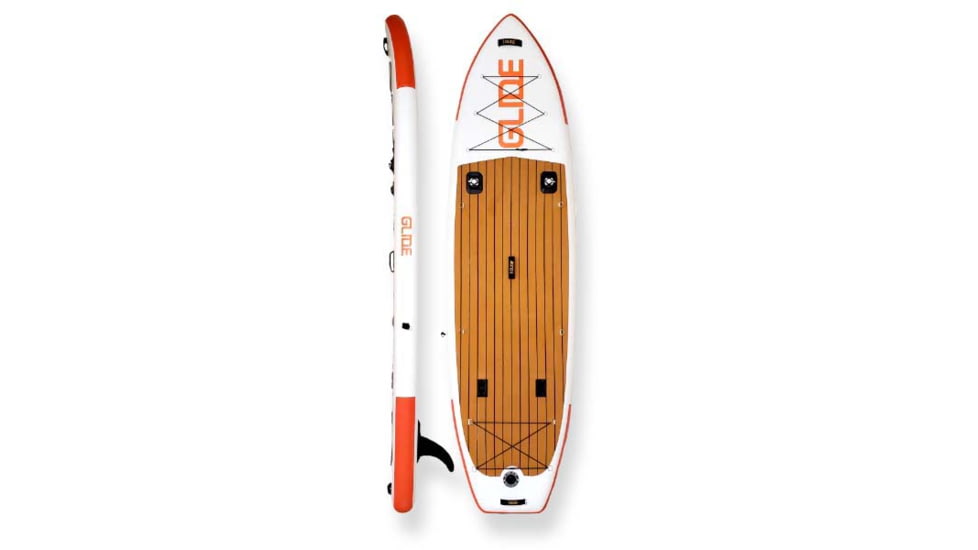 Glide Angler Inflatable Paddle Board, White/Brown/Red, 11ft X 36in X 6in, o2-ANGL