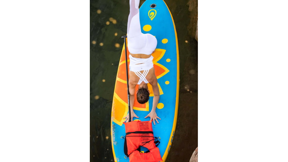 Glide Lotus Inflatable Paddle Board, Blue/Orange/Yellow, 10ft X 35in X 6in, o2-LTUS