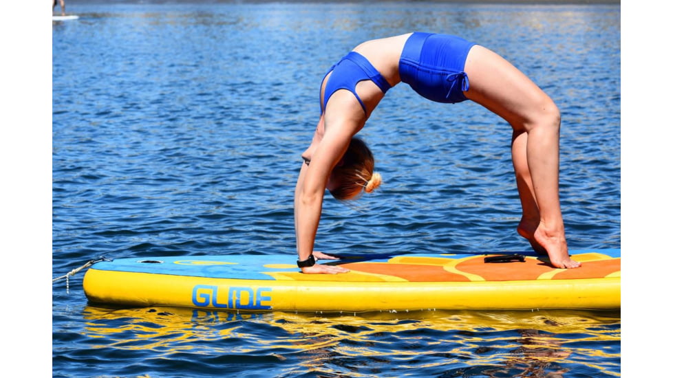 Glide Lotus Inflatable Paddle Board, Blue/Orange/Yellow, 10ft X 35in X 6in, o2-LTUS