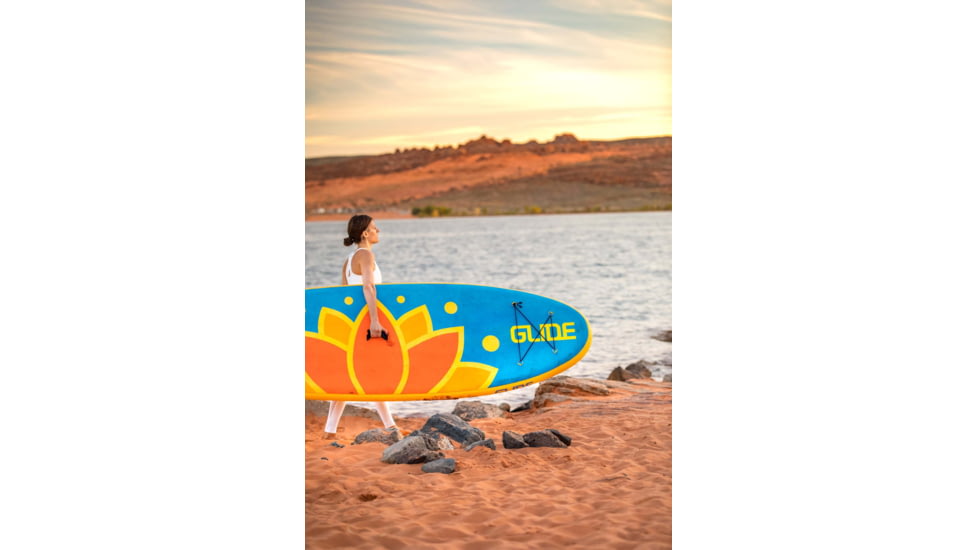 Glide Lotus Inflatable Paddle Board, Blue/Orange/Yellow, 10ft X 35in X 6in, o2-LTUS