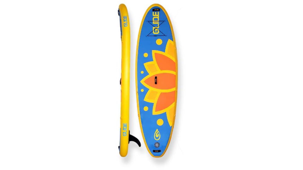 Glide Lotus Inflatable Paddle Board, Blue/Orange/Yellow, 10ft X 35in X 6in, o2-LTUS