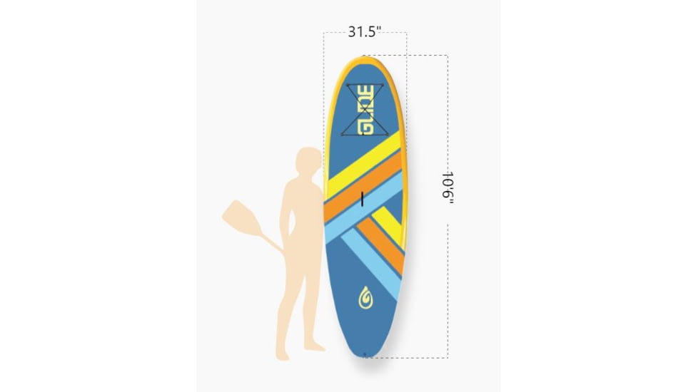 Glide Retro Inflatable Paddle Board, Blue/Yellow, 10ft 6 X 33in X 6in, o2-RET-BL