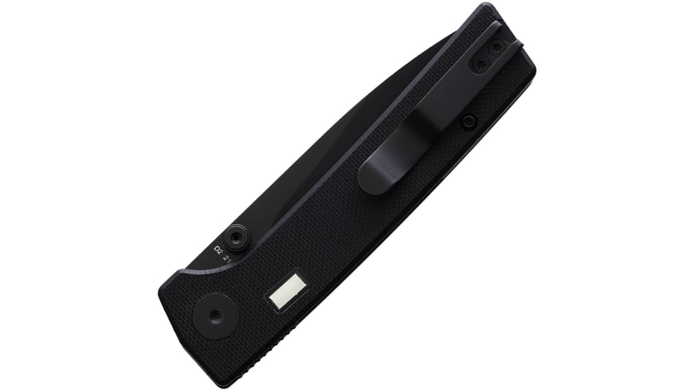 Glow Rhino Fermi Folding Knife, 4in Closed, 3in Black PVD Coated D2 Tool Steel Blade, Black G10 Handle w/ Black/Green Tritium Handle Inlay, FERMI-Z-G10-Z-D2-XG-ZG