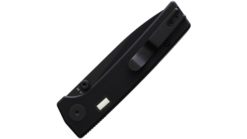 Glow Rhino Fermi Folding Knife, 4in Closed, 3in Black PVD Coated D2 Tool Steel Blade, Black G10 Handle w/Orange/Green Tritium Handle Inlay, FERMI-Z-G10-Z-D2-XG-OG