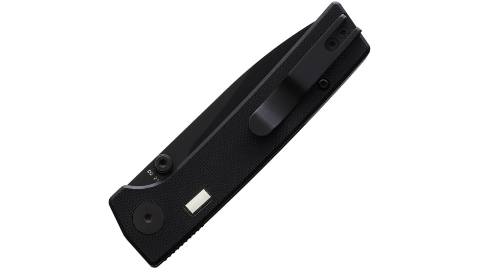 Glow Rhino Fermi Folding Knife, 4in Closed, 3in Black PVD Coated D2 Tool Steel Blade, Black G10 Handle w/ Red/Green Tritium Handle Inlay, FERMI-Z-G10-Z-D2-XG-RG