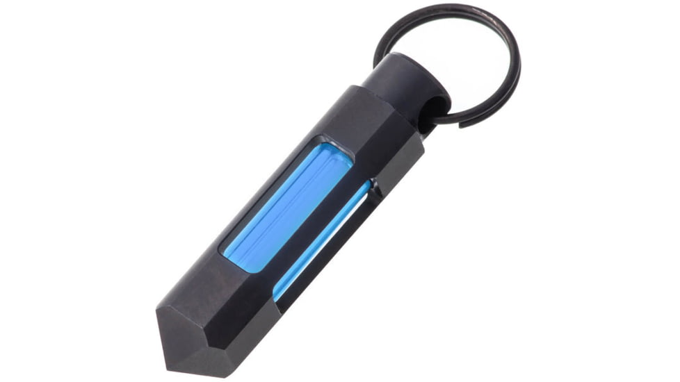 Glow Rhino Fob, Matte Black Steel with Blue Tritium, FOB-001-MB-XB