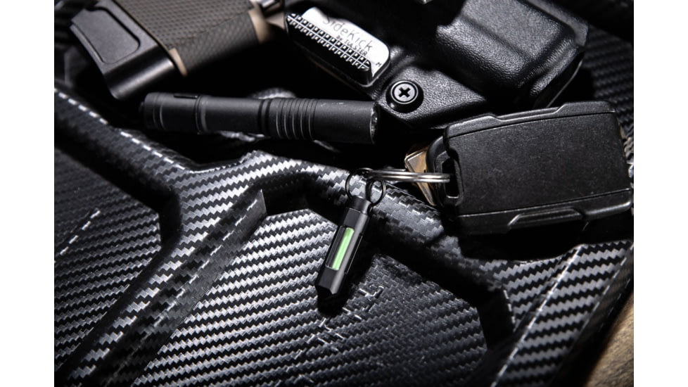 Glow Rhino Fob, Matte Black Steel with Green Tritium, FOB-001-MB-XG