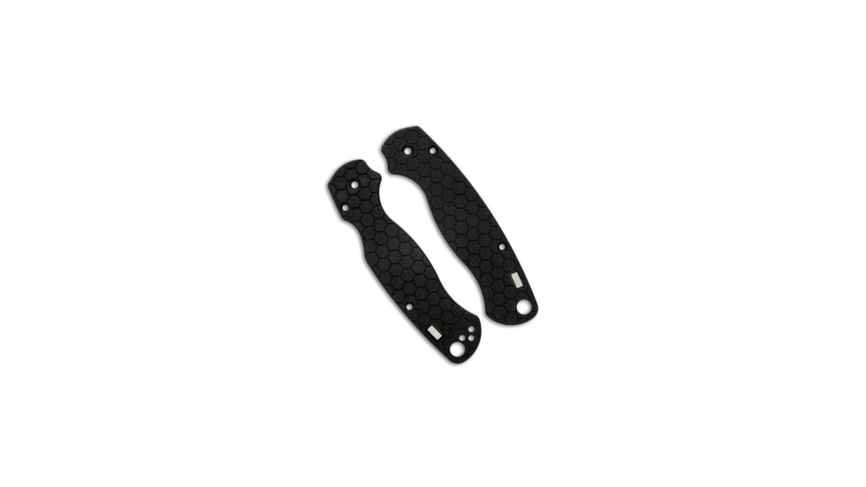 Glow Rhino Glow Rhino Spyderco Paramilitary 2 Honeycomb Black G-10 Scales - Green Tritium, Black, adult, BHQ-125746