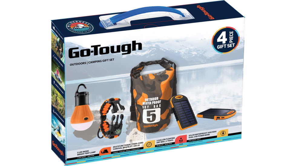 USED Go-Tough 4 Piece Camping Gift Set - Powerbank, Drybag, Tent Lamp, Paracord Watch, Multicolor, Small, GT7083, EDEMO1