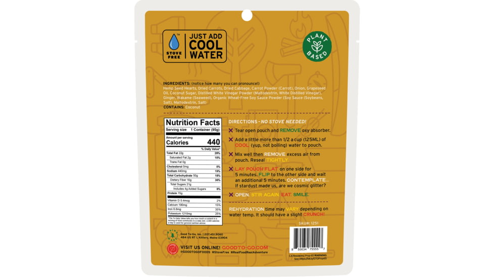 Good To-Go Carrot/Ginger Power Bowls, 1251