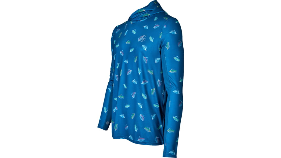 Googan Squad Blue Tossed Jig Hooded Long-Sleeve Shirt w/Mesh Back - Mens, 2XL, GS086-2XL