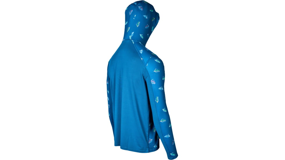 Googan Squad Blue Tossed Jig Hooded Long-Sleeve Shirt w/Mesh Back - Mens, 2XL, GS086-2XL