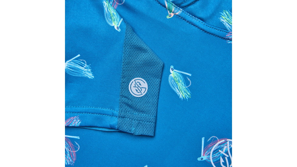 Googan Squad Blue Tossed Jig Hooded Long-Sleeve Shirt w/Mesh Back - Mens, 2XL, GS086-2XL