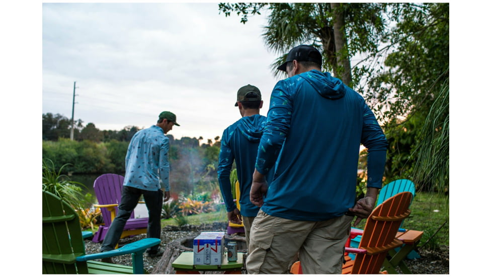 Googan Squad Blue Tossed Jig Hooded Long-Sleeve Shirt w/Mesh Back - Mens, 2XL, GS086-2XL