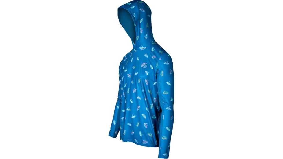 Googan Squad Blue Tossed Jig Hooded Long-Sleeve Shirt w/Mesh Back - Mens, 2XL, GS086-2XL