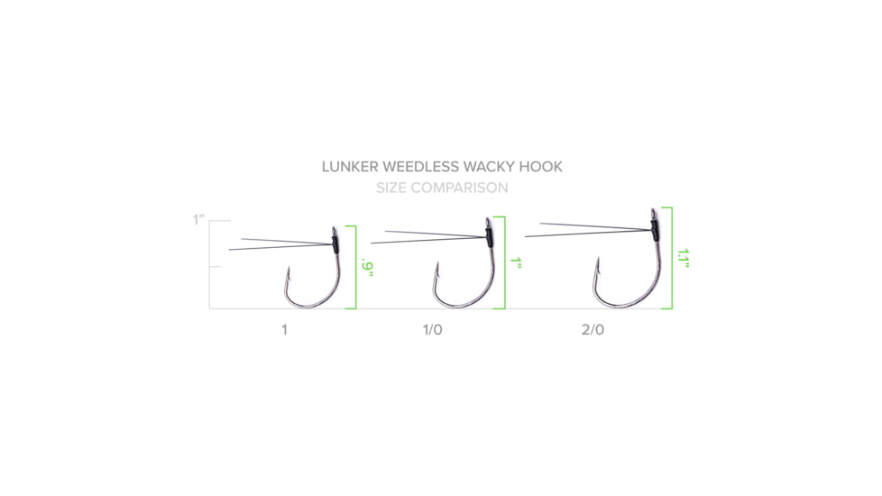 Googan Squad Green Series Lunker Weedless Wacky Hook, 1/0, GLWWH-10