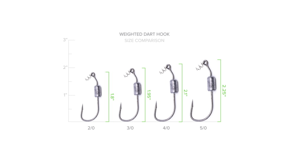 Googan Squad Green Series Weighted Dart Hook, 1/8oz 3/0 Hook, GWDH-18-30