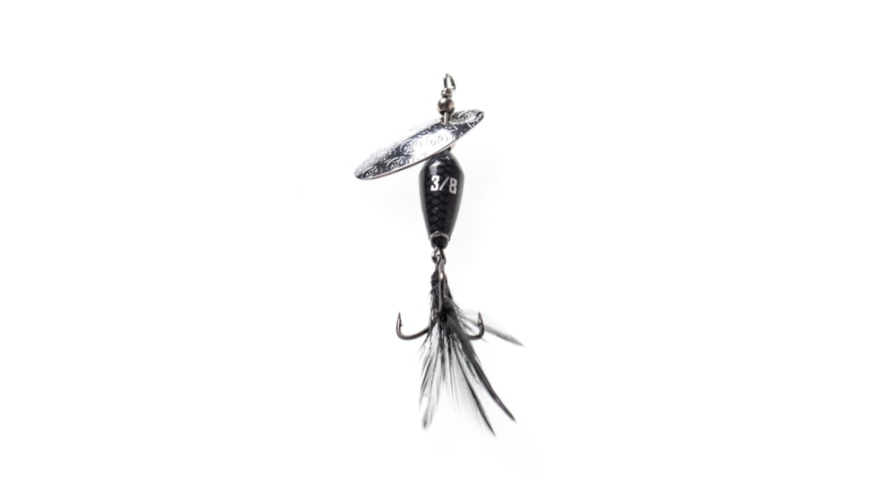 Googan Squad Whirly Bird Spinnerbait, 1/16 oz Feathered Trebles, Black, GBWB-116-BLK