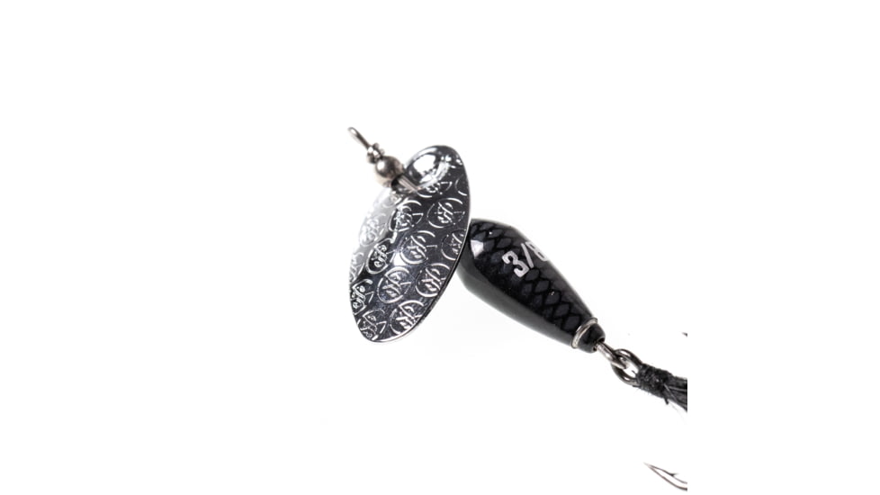 Googan Squad Whirly Bird Spinnerbait, 1/16 oz Feathered Trebles, Black, GBWB-116-BLK