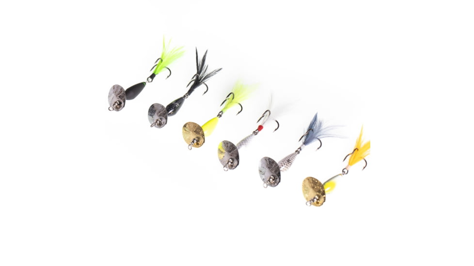 Googan Squad Whirly Bird Spinnerbait, 1/16 oz Feathered Trebles, Chartreuse, GBWB-116-CHT