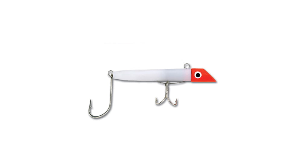 GOT-CHA 1500 Series Plug 4in Size 2 Treble &amp; 5/0 Single Hook, 2oz, Red White, G1501SH