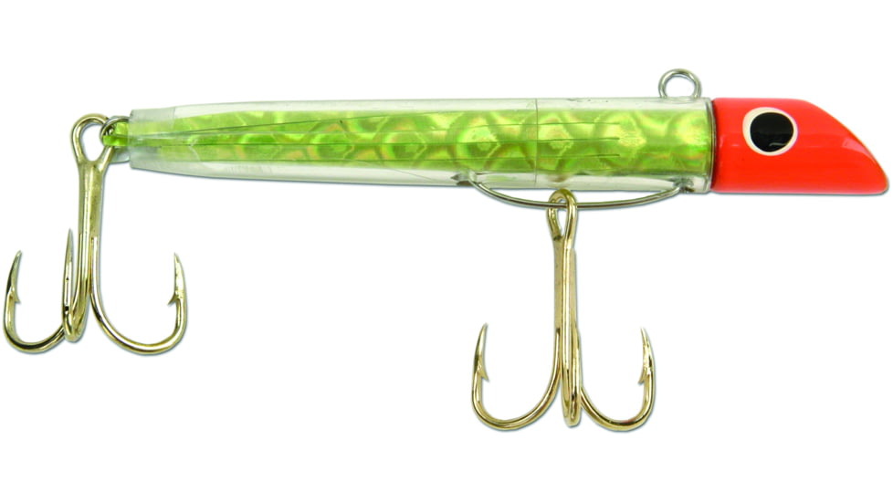 GOT-CHA Mylar Minnow, Series Plug, 3in Size 2 &amp; 4 Hook, 1oz, Red Chartreuse Prism/Gold Hook, G151GH-CS