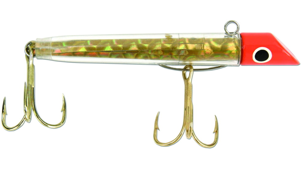 GOT-CHA Mylar Minnow, Series Plug, 3in Size 2 &amp; 4 Hook, 1oz, Red Gold Prism/Gold Hook, G151GH-GS