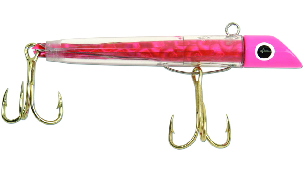 GOT-CHA Mylar Minnow, Series Plug, 3in Size 2 &amp; 4 Hook, 1oz, Red Pink Prism/Gold Hook, G151GH-PS