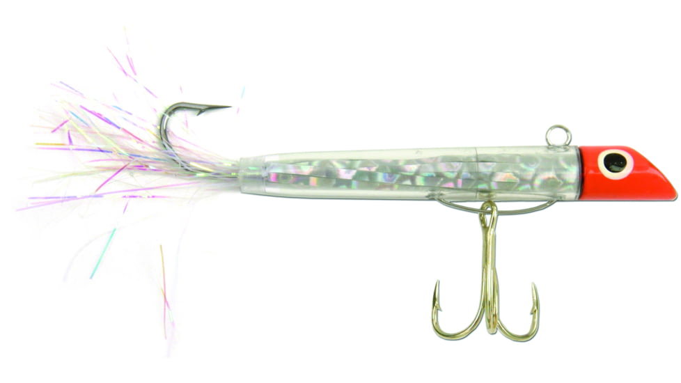 GOT-CHA Mylar Minnow, Series Plug, 3in Size 2 &amp; 4 Hook, 1oz, Red Silver Prism Pearl Tail, G151GH-SSPMT