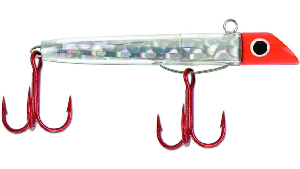 GOT-CHA Mylar Minnow, Series Plug, 3in Size 2 &amp; 4 Hook, 1oz, Red Silver Prism/Red Hook, G151RH-SS