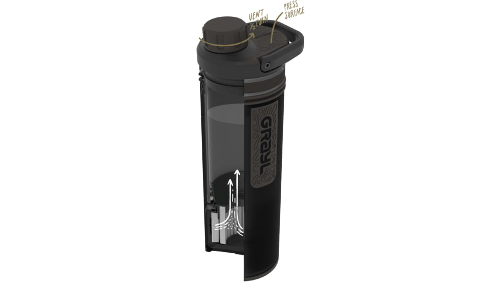 Grayl UltraPress Purifier Bottle, Covert Black, 16.9 oz, 500-COV