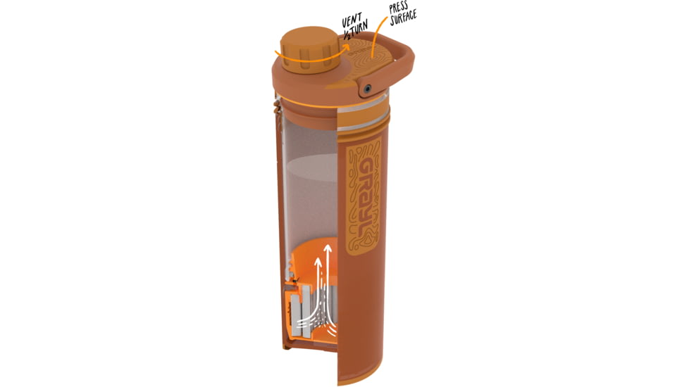 Grayl UltraPress Purifier Bottle, Mojave Red Rock, 16.9 oz, 500-MRR