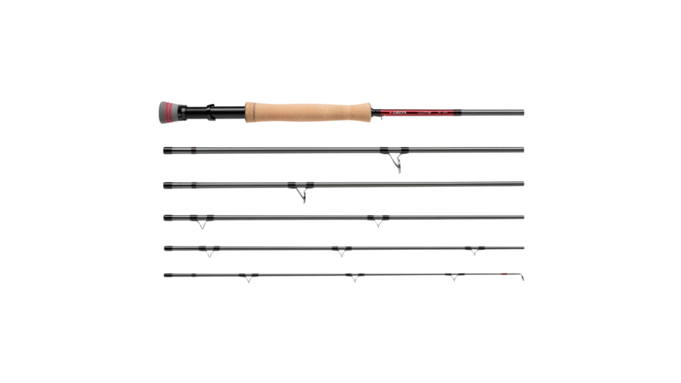 Greys Wing Travel Fly Rod, Handle Type FW+EH, 9ft. Rod Length, Medium Fast Action, 6 Pieces, Red/Grey, GROWIN908T
