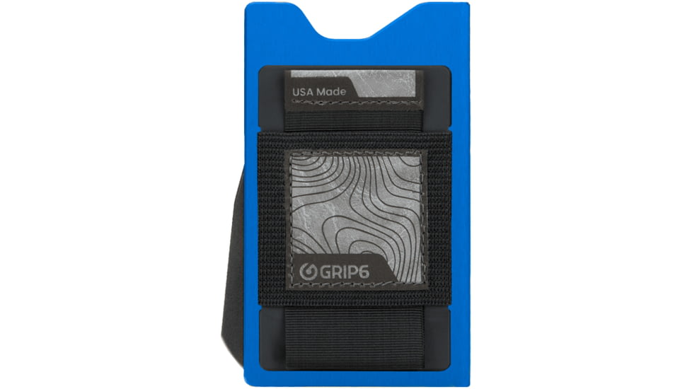 Grip6 Aluminum No Loop Wallet Builder w/Black Wingman, Deep Blue, WLT-NEW-BLU-NP-RBLK