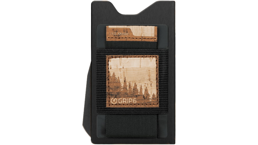 Grip6 Aluminum No Loop Wallet Builder w/Cork Wingman, Black, WLT-NEW-NJA-NP-RCRK