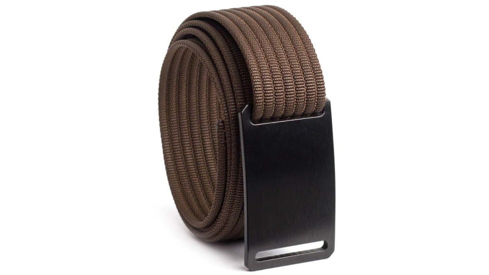 Grip6 Narrow Black Buckle Belt w/Dark Brown Strap, 38, NB-NINJA-LS-MOC-1.1-38