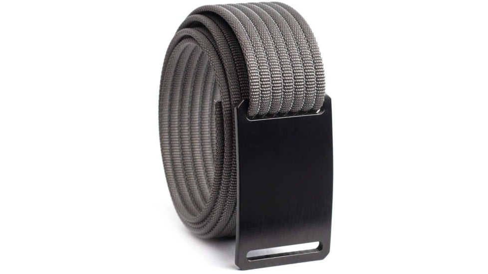 Grip6 Narrow Black Buckle Belt w/Grey Strap, 34, NB-NINJA-LS-GRY-1.1-34