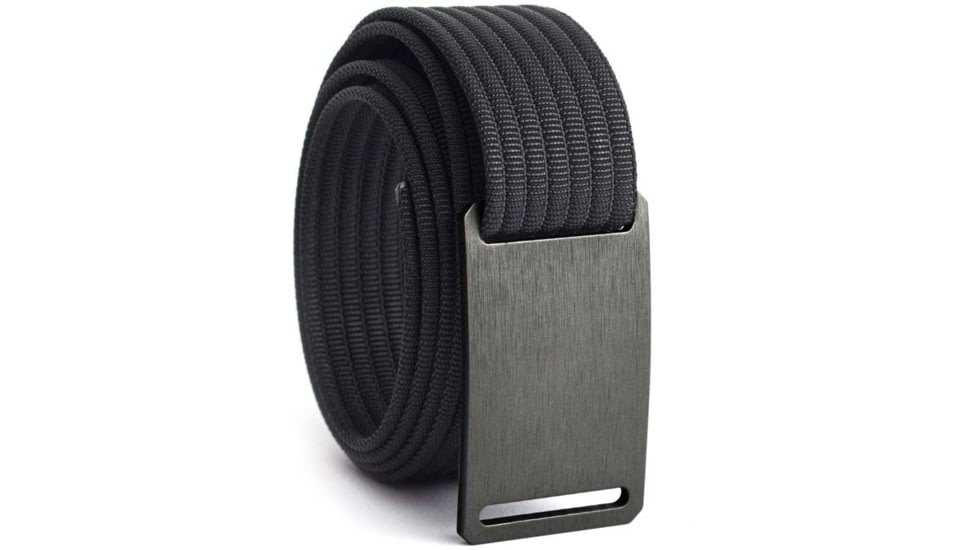 Grip6 Narrow Gunmetal Buckle Belt w/Black Strap, OS, NB-GUNMETAL-LS-BLK-1.1-OS